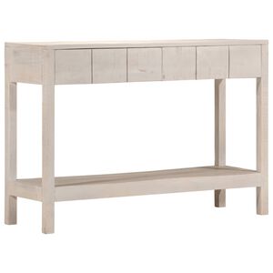 vidaXL Konsolinis staliukas, baltas, 110x35x75cm, mango masyvas