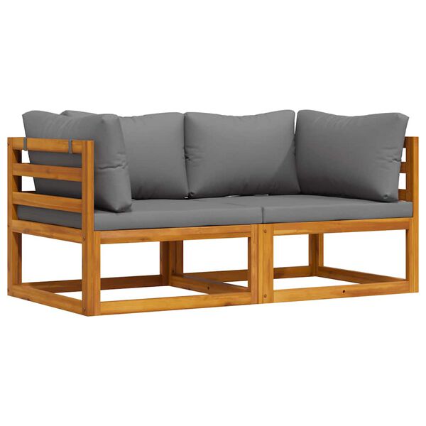 vidaXL Modulinės kampinės sofos su pagalvėmis, 2vnt., tamsiai pilkos