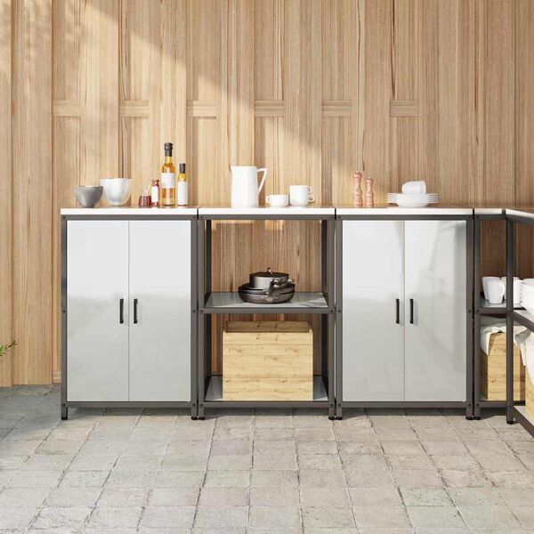 vidaXL Virtuvės saugojimo rinkinys 3 pcs Sidabro Cinkuota plienas