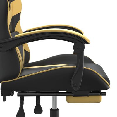 vidaXL Pasukama žaidimų kėdė su pakoja, juoda ir auksinė, dirbtinė oda