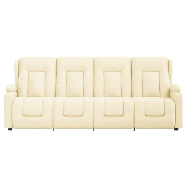 vidaXL Keturvietis masažinis krėslas, kreminis, dirbtinė oda