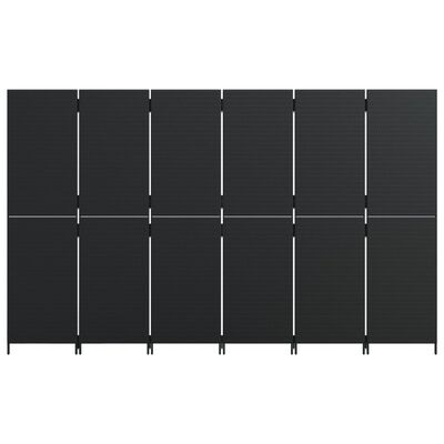 vidaXL Kambario pertvara, 6 segmentai, juodos spalvos, poliratanas