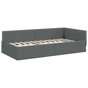 vidaXL Kampinė lovos konstrukcija Tamsiai pilka 100 x 203 cm audinys