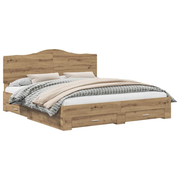 vidaXL Lovos rėmas Amatininkų ąžuolas 180 x 200 cm Apdirbta mediena