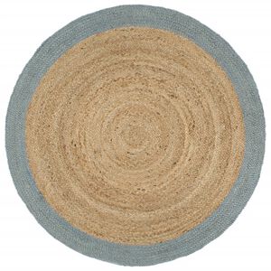 vidaXL Kilimas, 180cm, džiutas, rankų darbo, su alyv. žal. sp. kraštu