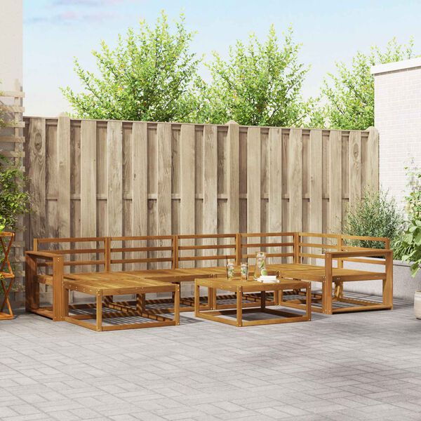 vidaXL Lauko sofos komplektas 7 pcs Natūrali Kietos akacijos mediena