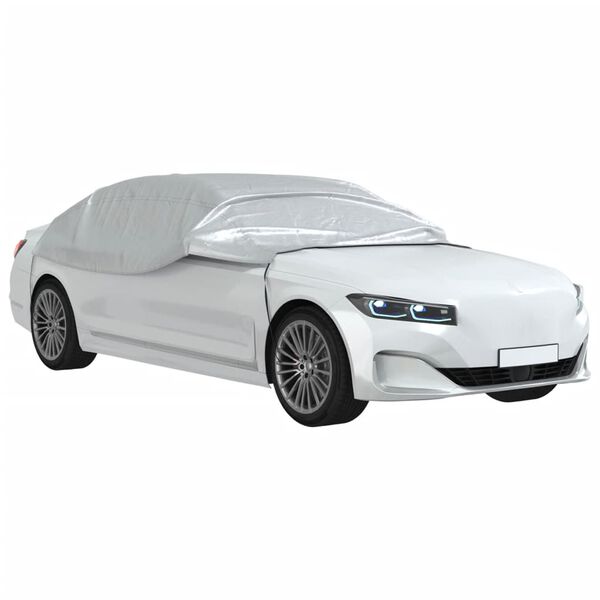 vidaXL Pusės automobilio uždangalas su kabliukais, sidabrinis, XL
