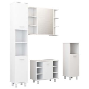 vidaXL Vonios kambario baldų komplektas, 4 dalių, baltas, mediena