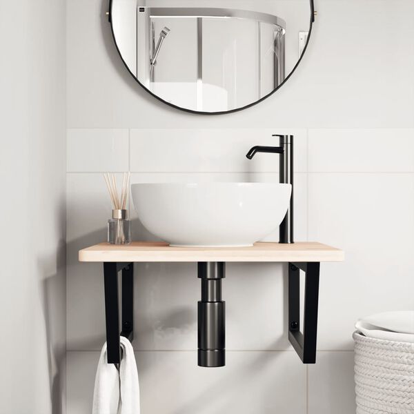 vidaXL Lentyna praustuvui, plienas ir ąžuolo medienos masyvas