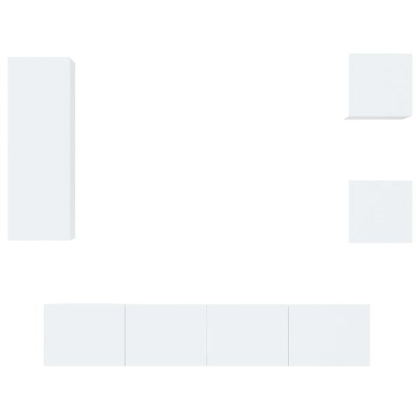 vidaXL TV spintelių komplektas, 5 dalių, baltas, mediena, blizgus