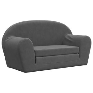 vidaXL Vaiki&scaron;ka dvivietė sofa-lova, antracito, mink&scaron;tas pliu&scaron;as