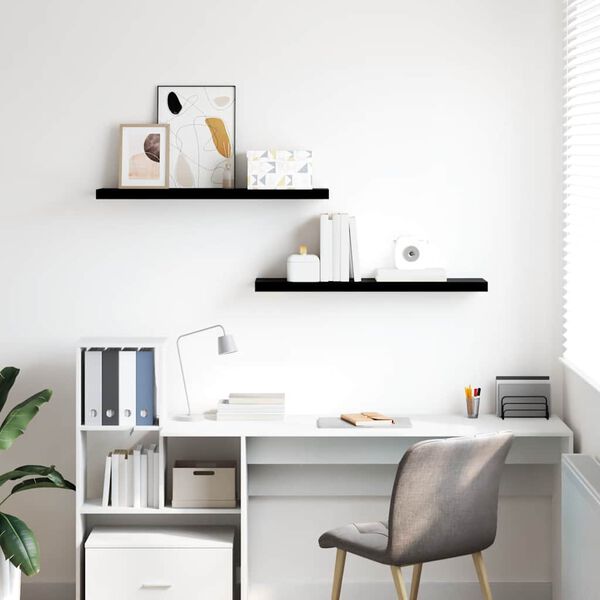 vidaXL Pakabinamos lentynos, 2vnt., juodos, 90x23,5x3,8cm, MDF
