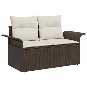 vidaXL Sodo sofa su pagalve Ruda 141 x 62 x 69cm poliratanas