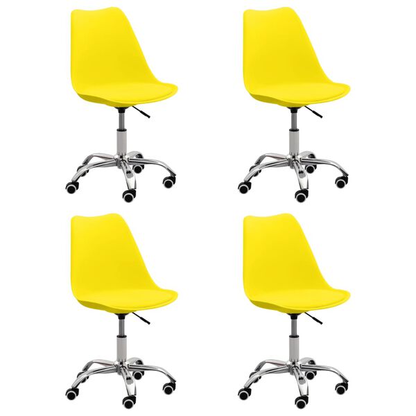 vidaXL Valgomojo kėdės, 4vnt., geltonos, dirbtinė oda (2x288401)