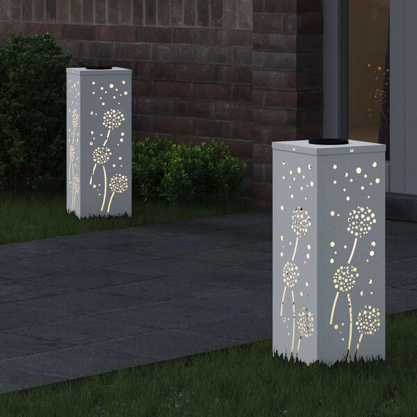 vidaXL Saulės LED &scaron;aligatvio &scaron;viesa 2 pcs Balta