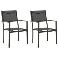 vidaXL Sodo kėdės, 2vnt., juodos/antracito, plienas ir tekstilenas