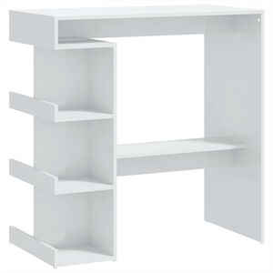 vidaXL Baro stalas su lentyna, baltos spalvos, 100x50x101,5cm, blizgus
