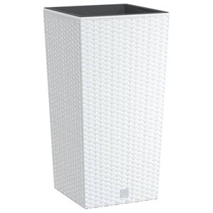 vidaXL Lovelis su i&scaron;imamu įdėklu, baltas, 11/26,5l, PP ratanas