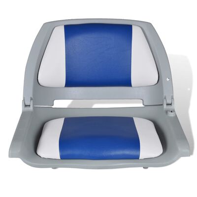 vidaXL Valties sėdynės, 2 vnt., 41x51x48cm, mėlynos-baltos pagalvės