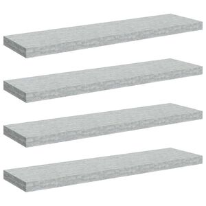 vidaXL Pakabinamos lentynos, 4vnt., betono pilkos, 90x23,5x3,8cm, MDF