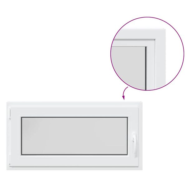 vidaXL Rūsio langas "RISOR", 100x50 cm, atverčiamas ir pasukamas, DIN, kairinis, baltas