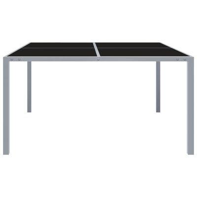 vidaXL Sodo stalas, pilkos spalvos, 130x130x72cm, plienas ir stiklas