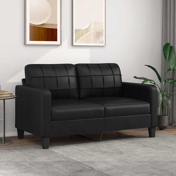 vidaXL Dvivietė sofa, juodos spalvos, 140cm, dirbtinė oda