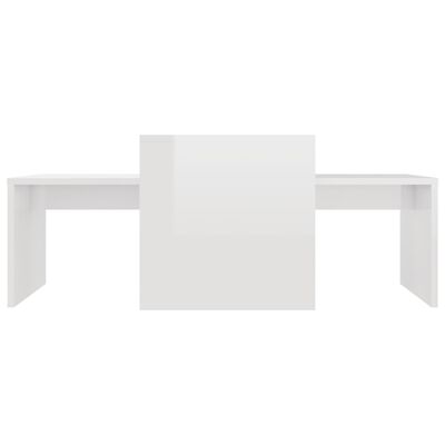 vidaXL Kavos staliukų komplektas, baltas, 100x48x40cm, MDP, blizgus
