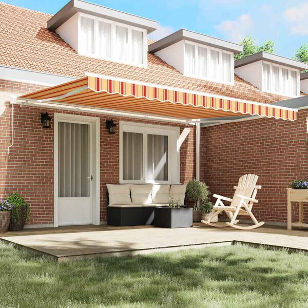 vidaXL Pavėsinė Dryžuotas geltonos ir oranžinės spalvos 4,5 × 3,5 m