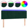 vidaXL Galvūgalis su LED, tamsiai žalias, 144x5x78/88cm, aksomas
