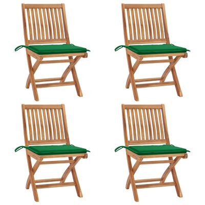 vidaXL Sulankstomos sodo kėdės su pagalvėlėmis, 4vnt., tikmedis