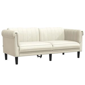 vidaXL Dvivietė sofa, kreminės spalvos, aksomas