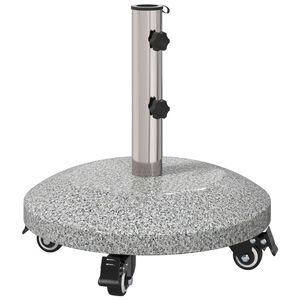 vidaXL Granito skėčio stovas su ratais 4-5 cm stulpui 27.2 kg Pilka
