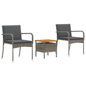 vidaXL Sodo Bistro Rinkinys su pagalve 3 pcs Pilka poliratanas