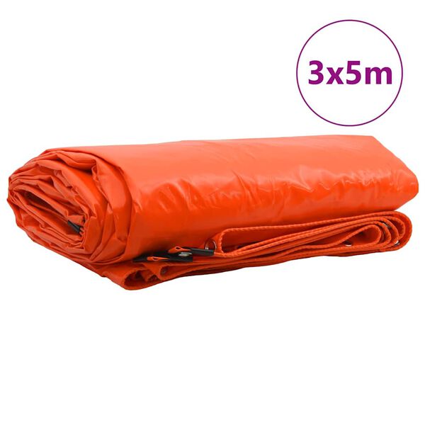 vidaXL Tentinis audinys 650g / m&sup2; Oranžinė 3 x 5 m Drobė su PVC danga