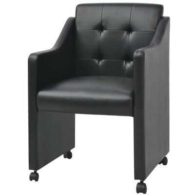 vidaXL Valgomojo kėdės, 2 vnt., juodos, dirbtinė oda