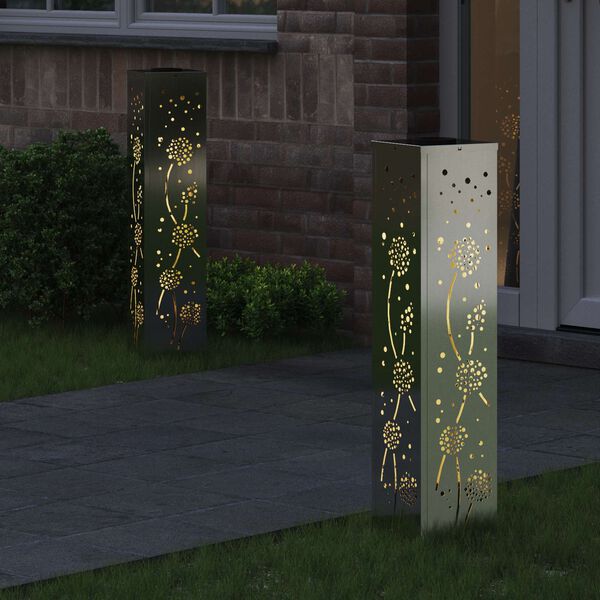 vidaXL Saulės LED &scaron;aligatvio &scaron;viesa 2 pcs Rūdijanti Cinkuotas