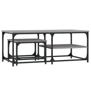 vidaXL Sustumiami kavos staliukai, 2vnt., pilki ąžuolo, mediena