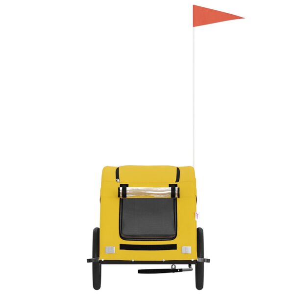 vidaXL Dviračio priekaba augintiniams, geltona, audinys/geležis