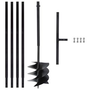 vidaXL Žemės grąžtas su rankena/prailginimo vamzdžiu, 250mm, plienas