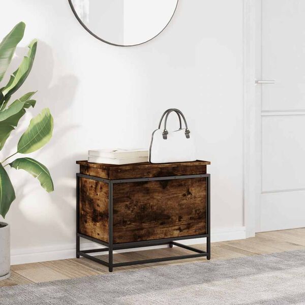 vidaXL Daiktadėžė su dangčiu, dūminė, 60x40x51,5cm, apdirbta mediena