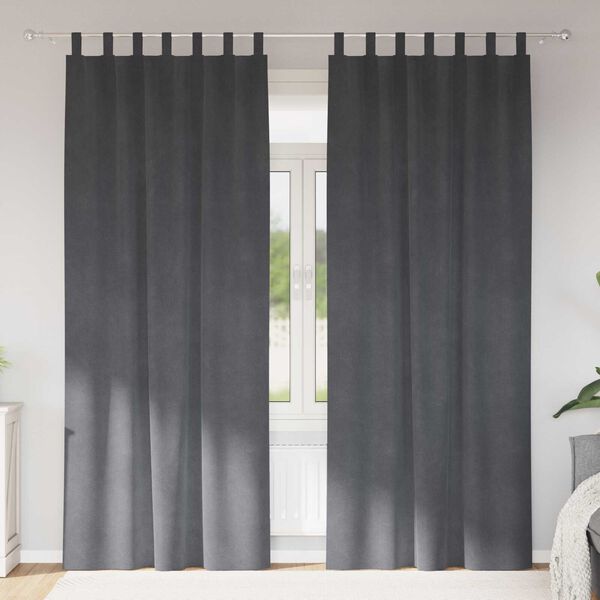 vidaXL Užtemdymo užuolaidos 2 pcs Šviesiai pilka 140 x 245 cm Aksomas