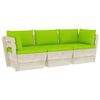 vidaXL Trivietė sodo sofa i&scaron; palečių su pagalvėlėmis, eglės mediena