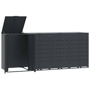 vidaXL Stoginė 4 konteineriams, antracito, 276x79x117cm, plienas