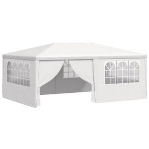 vidaXL Proginė palapinė su &scaron;oninėmis sienomis, balta, 4x6m, 90g/m&sup2;