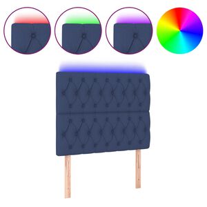vidaXL Galvūgalis su LED, mėlynos spalvos, 90x7x118/128cm, audinys