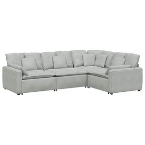 vidaXL Modulinė sofa su pagalvėlėmis, aksominė, &scaron;viesiai pilka