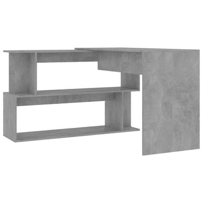 vidaXL Kampinis rašomasis stalas, betono pilkas, 200x50x76cm, MDP