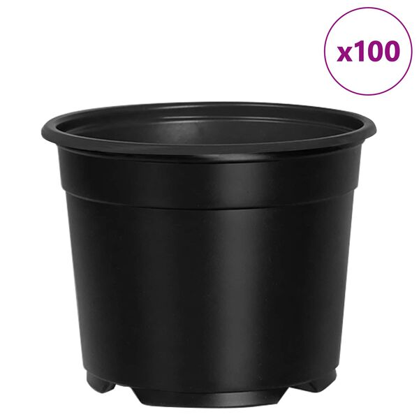 vidaXL Gėlių vazonas 100 pcs Juoda &Oslash; 15 x 12.5 cm Plastmasė