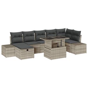 vidaXL Sodo Sofų Rinkinys 8 pcs &Scaron;viesiai pilka poliratanas